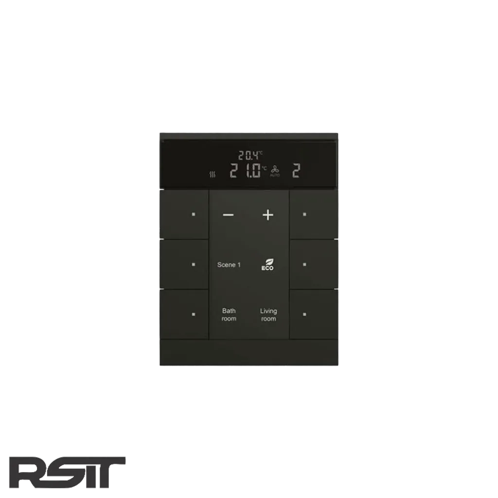 خرید کلید هوشمند 6 پل ترموستاتیک مشکی مات ای‌بی‌بی